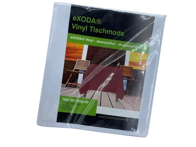 eXODA Tischdecke abwaschbar Deko Vinyl weiss zuschneidbar 200x230cm wasserdicht und reißfest