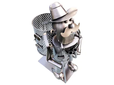 Weinflaschenhalter Wanderer Metall Figuren Design Deko originelles Geschenk hochwertiger Flaschenhalter