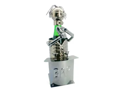 Weinflaschenhalter Metall Figuren Barkeeper Butler ein dekoratives Objekt