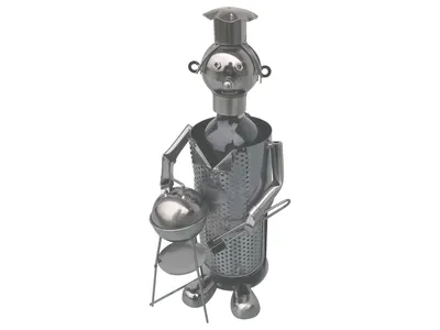 Flaschenhalter Bier aus Metall Figuren Grillmeister Shorty für 0,33 Liter