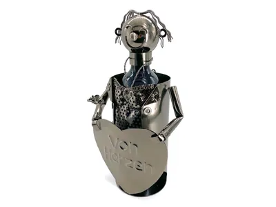 Weinflaschenhalter Metall Frau mit Herz