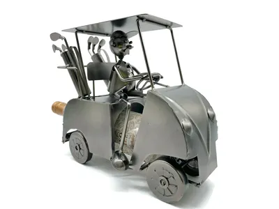 eXODA Weinflaschenhalter Golfer Tiger im Club Car
