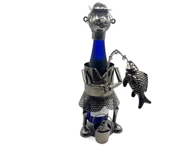 Weinflaschenhalter Angler Phil Metall Figuren Design Deko