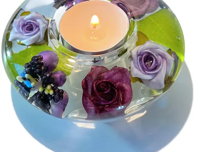 Traum Teelichthalter -  lila Rose Pomponella  Purpur Violett
