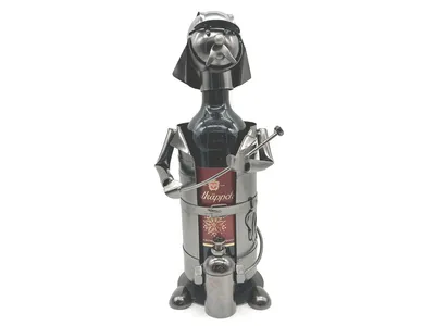 Flaschenhalter Feuerwehrmann Sammyboy Metall Skulptur für 05l Weinflaschen Geschenkidee