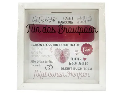 Spardose Brautpaar MDF Flitterwochengeld haltet Händchen stilvoll Geldgeschenk