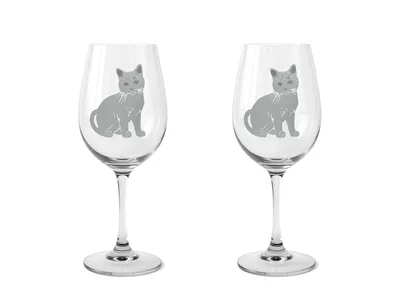 Weinglas Katze Lucy - Set mit 2 Schnurrinator-Gläsern für Katzenliebhaber