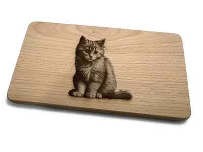 Frühstücksbrettchen Katze Motiv aus Buchenholz 22 x 12 x 1 cm