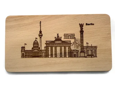 eXODA Frühstücksbrettchen Berlin Wahrzeichen aus Buchenholz 22 x 12 cm mit Motiven