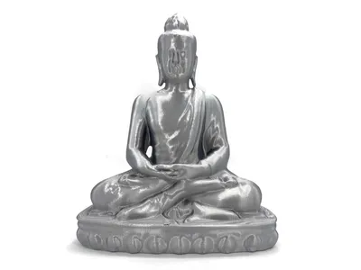 Buddha Mangala Silber sitzende Figur 25 cm Statue Figur Skulptur groß