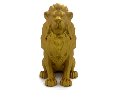 Löwe sitzende Figur 25 cm Statue Skulptur gold glänzend für Garten und Wohnraum