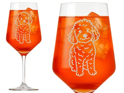 1x Weinglas Pudelmotiv 350ml spülmaschinenfest ideales Geschenk für Pudel-Liebhaber