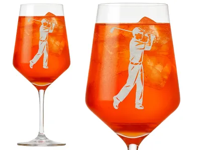 1x Weinglas mit Gravur für Golfer aus hochwertigem spülmaschinenfestem Glas