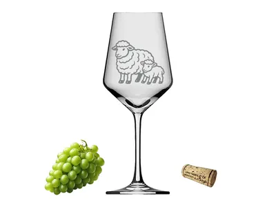 Weinglas Schäfchen mit Baby spülmaschinenfest 350 ml perfekt für Schafsliebhaber