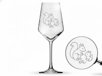 Weinglas Eichhörnchen Gravur 350ml spülmaschinenfest charmantes Design für gesellige Abende