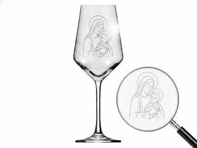 Weinglas Gravur Mutter Gottes 350ml spülmaschinenfest elegantes Design fördert Inklusion