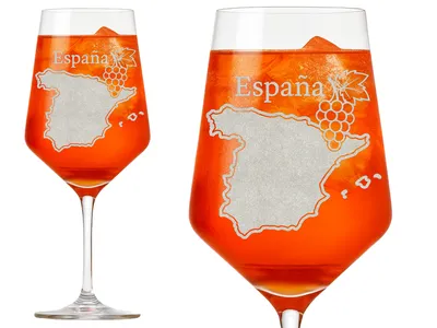 1x Weinglas Gravur Landkarte Spanien 350ml spülmaschinenfest elegantes Design für Genussmomente