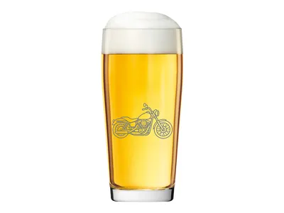 Bierglas mit Gravur Motorrad für Biker 500ml spülmaschinenfest elegantes Design