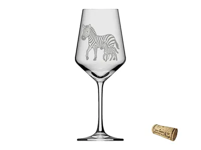 Weinglas Gravur Zebra mit Baby 350ml spülmaschinenfest für gesellige Abende Geschenk