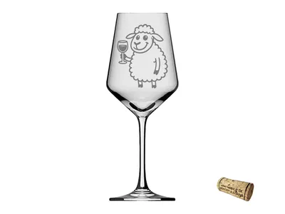 Weinglas Gravur Puppa Schaf trinkt Wein 350ml spülmaschinenfest für gesellige Abende