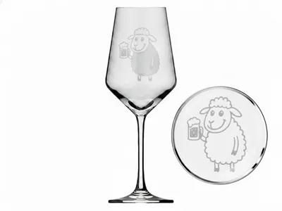 Weinglas Gravur Puppa Schaf trinkt Bier 350ml spülmaschinenfest für gesellige Abende