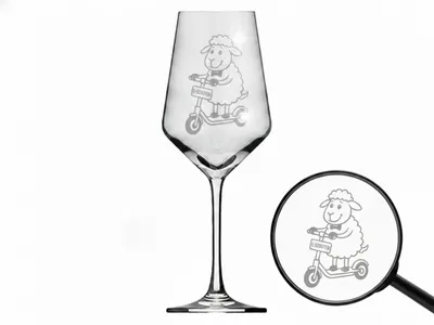 Weinglas Gravur Puppa Schaf E-Scooter Bier 350ml spülmaschinenfest für gesellige Abende