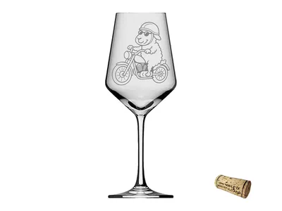 eXODA Weinglas Gravur Puppa Biker Rocker-Schaf spülmaschinenfest 350 ml für gesellige Abende