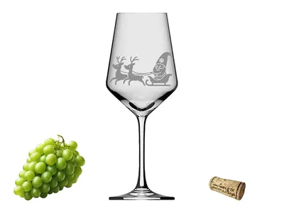 Weinglas Weihnachtswichtel mit Rentierschlitten 350ml spülmaschinenfest ideal für Glühwein