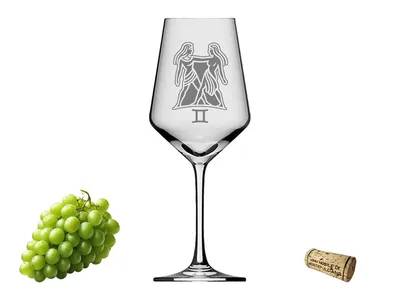 Weinglas Sternzeichen Zwilling 350ml – stilvolles spülmaschinenfestes Glas mit Gravur