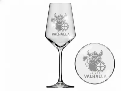 Weinglas mit Gravur Puppa Wikingerschaf 350ml spülmaschinenfest für gesellige Abende