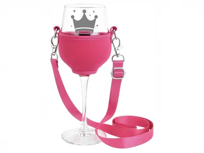 Weinglas mit Umhängehalter und royaler Gravur für 350ml spülmaschinenfest ideal für Picknicks