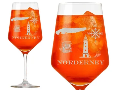 Weinglas Norderney elegante präzise Gravur spülmaschinenfest 350 ml ideal für Weinliebhaber