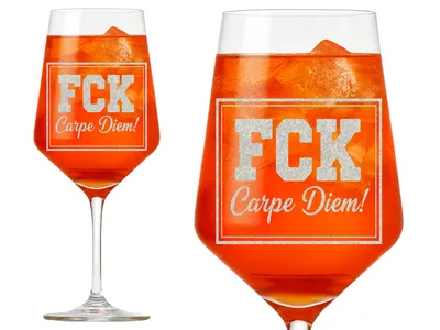 1x Weinglas Carpe Diem 350ml spülmaschinenfest mit Wikingerschaf Gravur für Geniesser