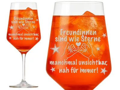 1x Weinglas 350ml mit Gravur Freundinnen sind wie Sterne spülmaschinenfest für gesellige Abende