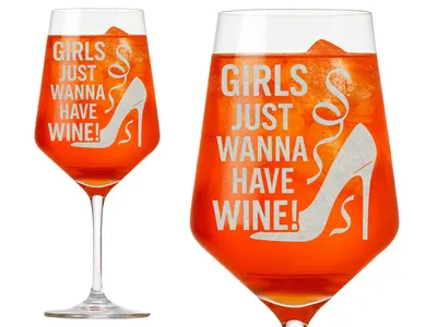 1x Weinglas Gravur Spruch Girls just wanna have wine 350ml spülmaschinenfest 21cm