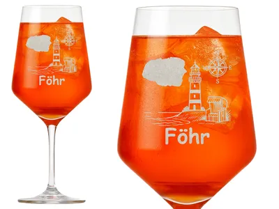 1x Weinglas Föhr elegant graviert spülmaschinenfest 350 ml für Weinliebhaber