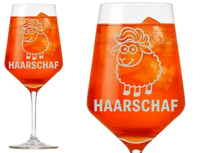 1x Weinglas Gravur Puppa Haarschaf 350ml spülmaschinenfest und elegant