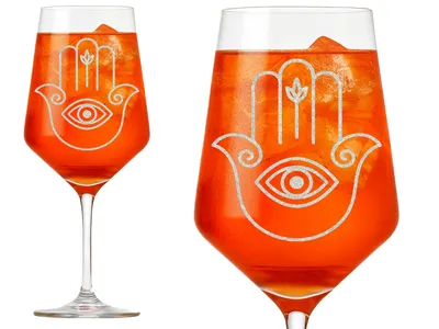 1x Weinglas mit Gravur Hamsa Hand der Fatima 350ml spülmaschinenfest elegant und funktional