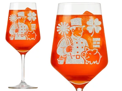 1x Weinglas mit Gravur Schornsteinfeger Glücksbringer 350ml spülmaschinenfest