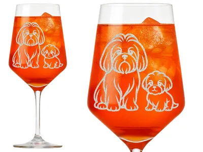 1x Weinglas mit Shih Tzu Gravur 350ml spülmaschinenfest für Weinliebhaber und ShihTzu-Fans