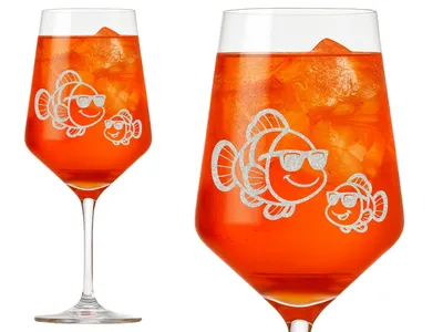 1x Weinglas Gravur Clownfisch mit Baby maritim spülmaschinenfest 350 ml