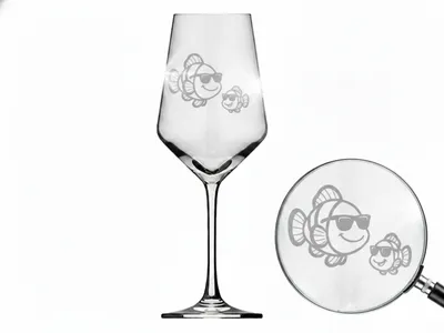 1x Weinglas Gravur Clownfisch mit Baby maritim spülmaschinenfest 350 ml für gesellige Anlässe