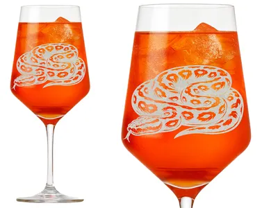 Weinglas 350ml spülmaschinenfest elegantes Glas mit Gravur einer Python für Feiern