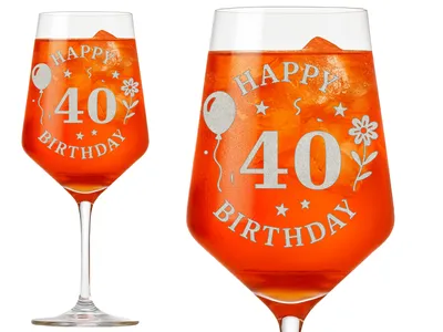 1x Weinglas Gravur Happy Birthday 40 Geburtstag 350ml spülmaschinenfest für Feierlichkeiten