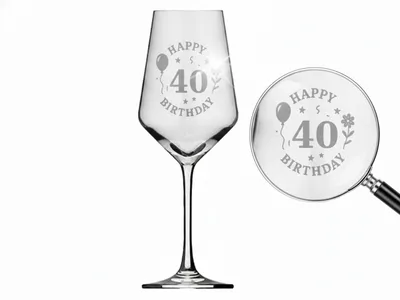 Weinglas Gravur Happy Birthday 40 Geburtstag 350ml spülmaschinenfest