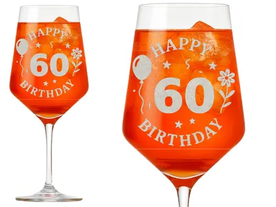 1x Weinglas Gravur Happy Birthday 60 Geburtstag 350ml spülmaschinenfest für Feiern