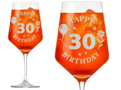 1x Weinglas Gravur Happy Birthday 30 Geburtstag 350ml spülmaschinenfest 21cm