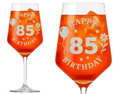 1x Weinglas Gravur Happy Birthday 85 Geburtstag 350ml spülmaschinenfest 21cm