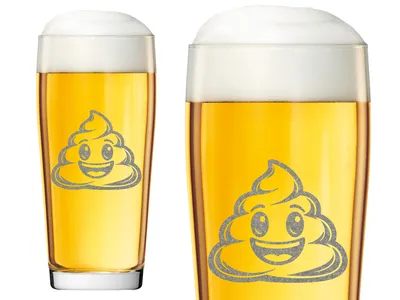 1x Kackhaufen Motiv Bierglas 500ml spülmaschinenfest von Gravur design für Spaß