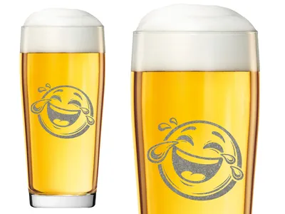 1x Smiley Motiv Bierglas 500ml spülmaschinenfest für gute Laune